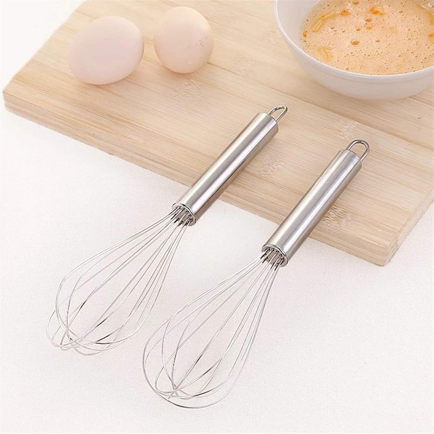 Whisks for Cooking 8/10/12 inches Stainless Steel Balloon Wire Whisk Manual Egg Beater Mixer Kitchen Baking Utensil Milk Cream Butter Whisk Mixer Whisking Whisk (Color : 10 inches) (8 inches )