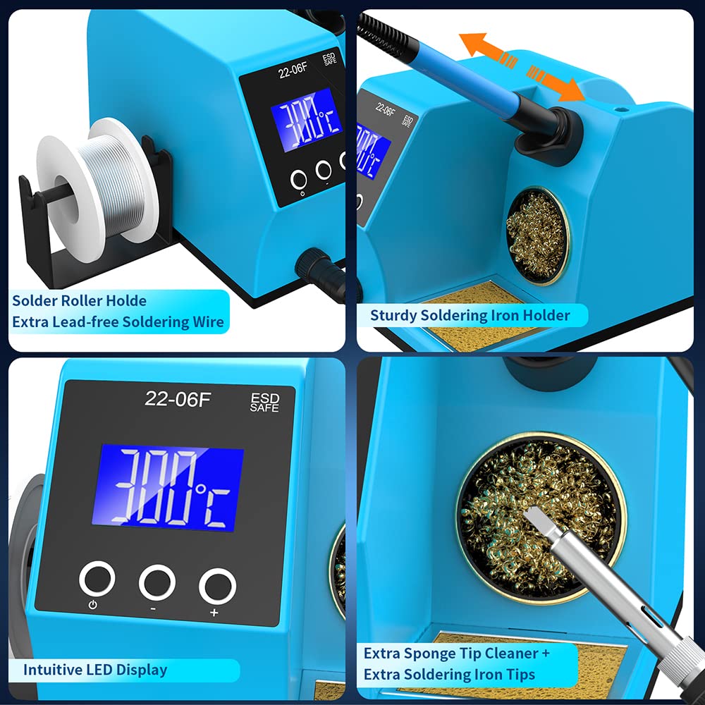 KATSU 60W Digital Lötstation Mit LCD-Display – Temperaturregelbar Von 200°C Bis 480°C, Inkl. 4 Lötspitzen