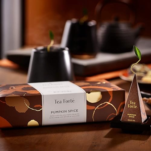 Vista 67 de Tea Forte Jubilee Caja de muestrario de té surtido, de presentación pequeña con 10 infusores de té en forma de pirámide con té orgánico de hojas