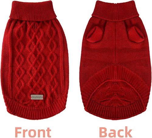 Miniatura 3 de MengMengDa, Suéter para perro, ropa de punto trenzado, cuello alto clásico, ropa cálida y suave para chihuahua, bulldog, perro salchicha, pug,