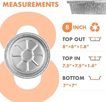 CURTA 50 Pack 8 Disposable Aluminum Foil Pans with Paper Lids | Great for Broiling, Baking, Storage, Roasting, Takeout, Air Fryer