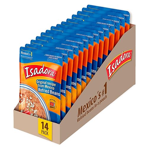 Isadora Original Refried Beans in Pouch (Pack of 14), Delicious