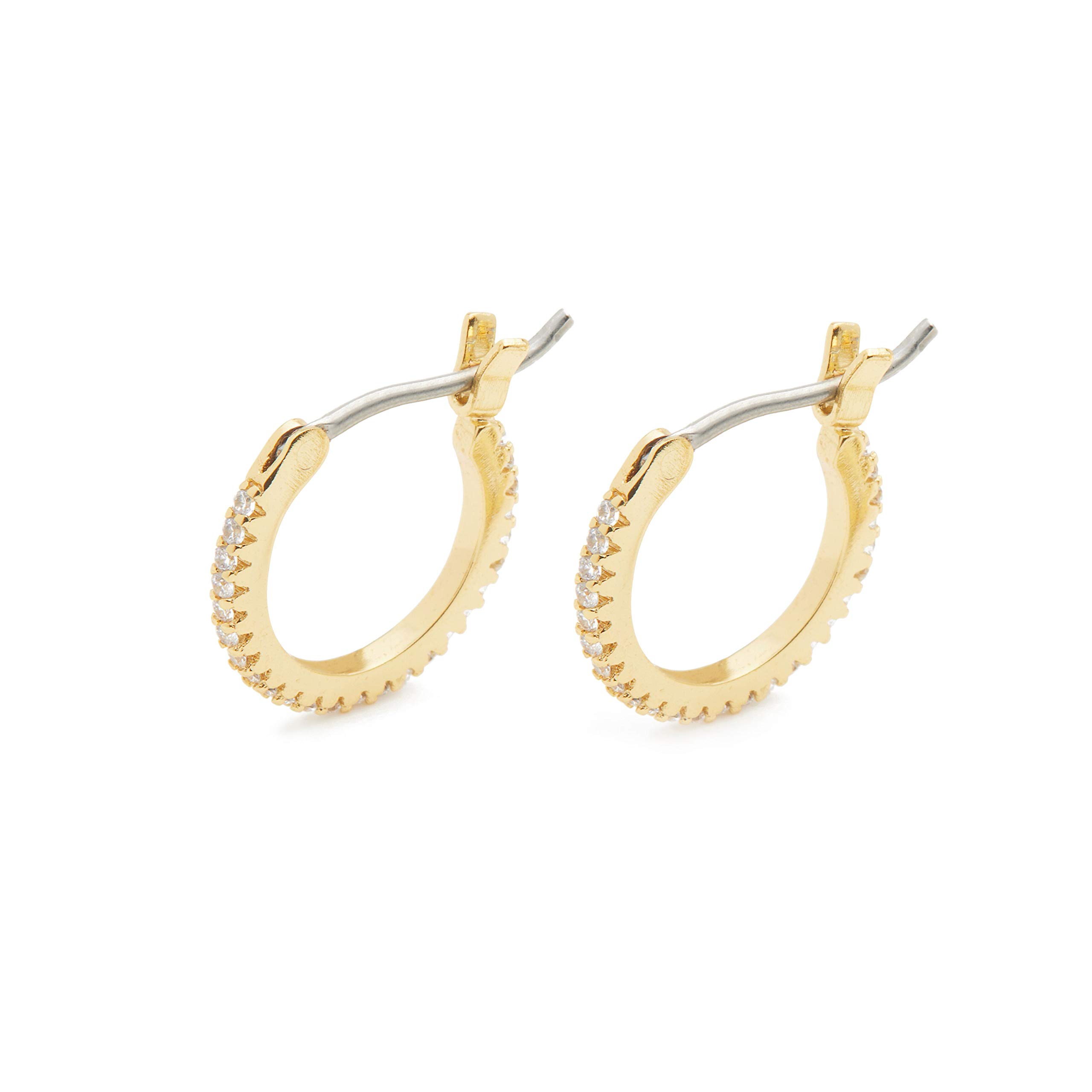 gorjanaShimmer Huggies 1/2" across - 18K Gold Plated - Studded Mini Hoop Earrings with Cubic Zirconia - Surgical Steel Post with Hinge Closure - Lightweight & Comfortable