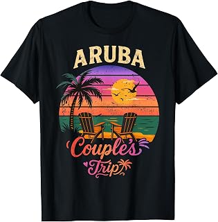 Aruba Couple's Trip Honeymoon Romantic Beach Matching Couple T-Shirt