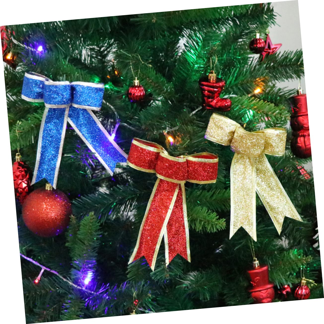 Didiseaon 15piezas Cintas De Raso Azul para Decoración Navideña De Brillantes para Árbol De Navidad y para Decorar Puertas y Mesas