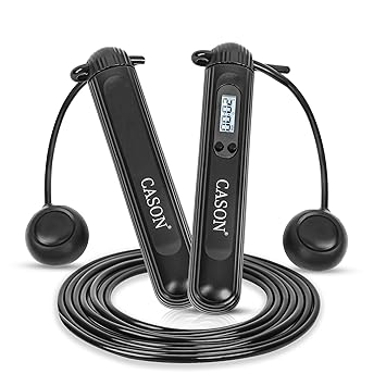 Cason Professional Skipping Rope With Counter for Man,Women,Kids/Smart Jumping Rope For Exercise Gym Workout, Sports Speed Skipping Rope With Adjustable Weighted Jump Rope (Black, NO App (only Counter)) - image, photos