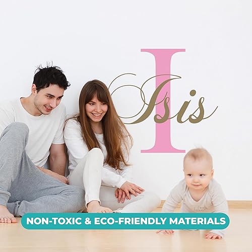 Miniatura 5 de e-Graphic Design Inc Calcomanía de pared personalizada con nombre y letras cursivas iniciales, decoración de bebé niño y niña, calcomanía mural para