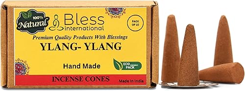 Bless International YLANG-YLANG - Conos de incienso 100% naturales hechos a mano, sumergidos a mano, orgánicos, sin productos químicos para
