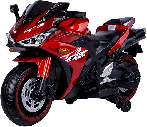 Miniatura 6 de Motocicleta para niños, Tamco 12V motocicleta para niños 3 4 5 6 años Niños con ruedas de entrenamiento, velocidad a mano, freno de pie, ruedas