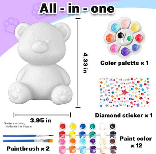 Vista 46 de FUNZBO 2 piezas para pintar tu propia lámpara de gato, suministros de arte y manualidades, kits de pintura de gatitos para niños y adolescentes