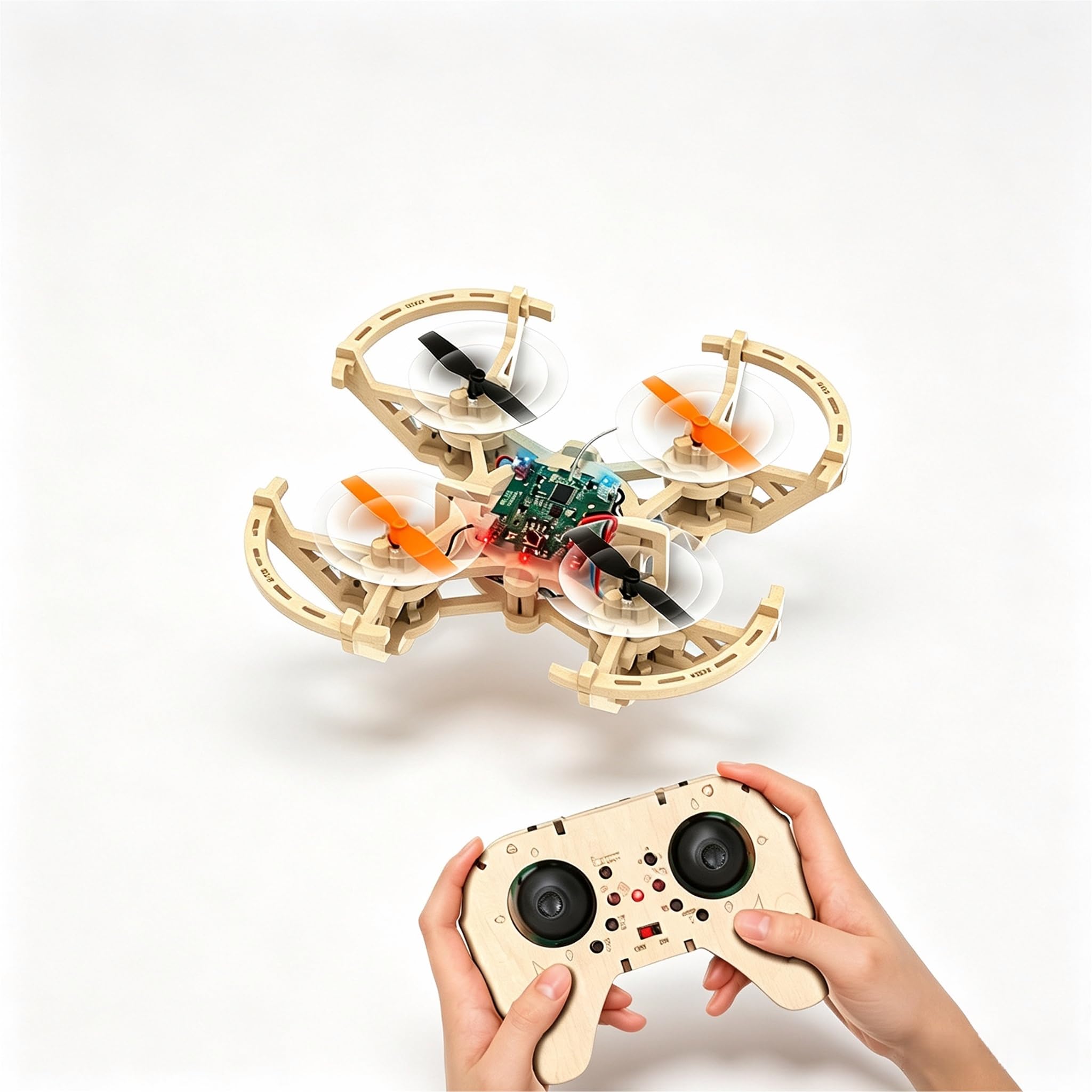 Evenoonest DIY Wooden Quadcopter Kit with LED Lights and Flips