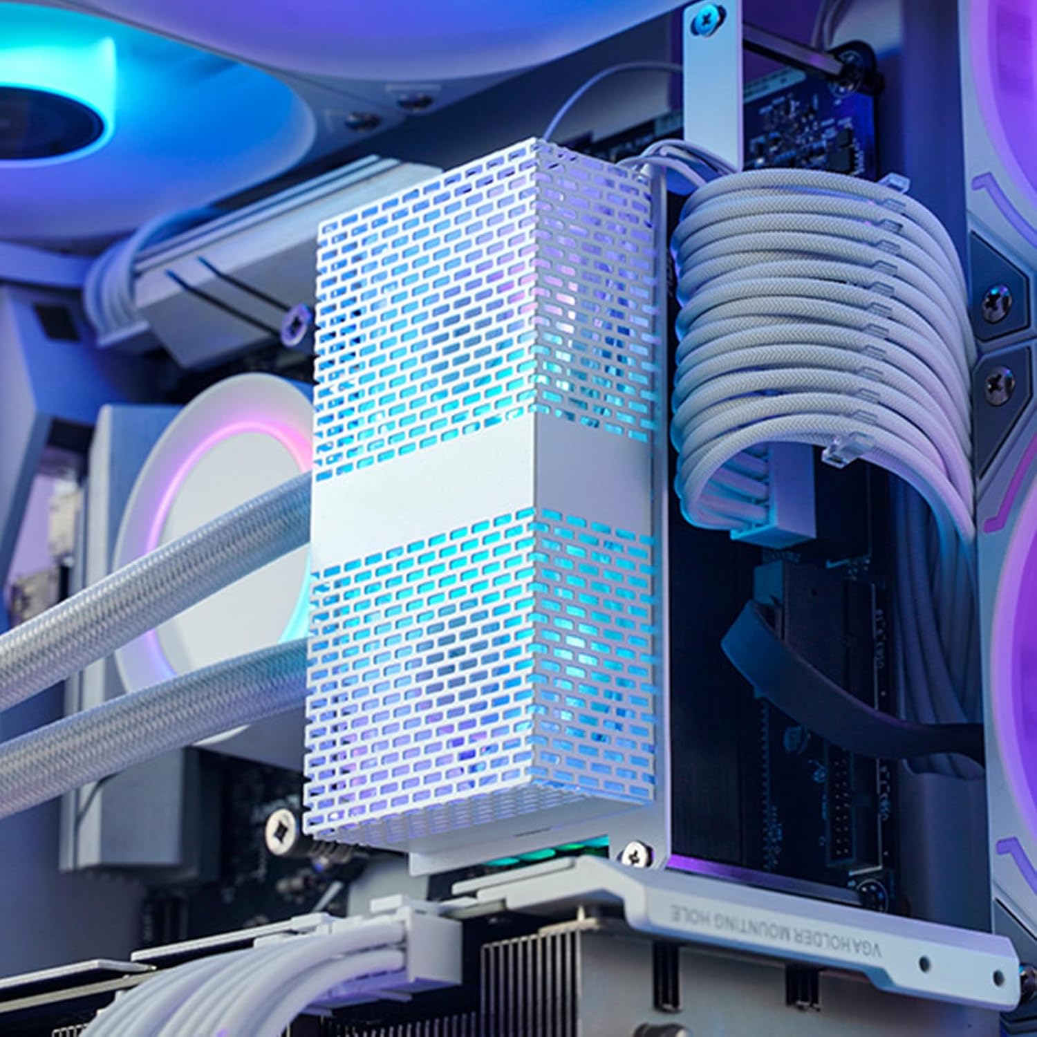 Cooling Fan Memory Active Heatsink Cooling Solution for DDR DDR2 DDR3 DDR4 DDR5 Cooler RAM Enhances Performances and Stability, Size:Approx.120x62x28mm, White RGB Sync Version