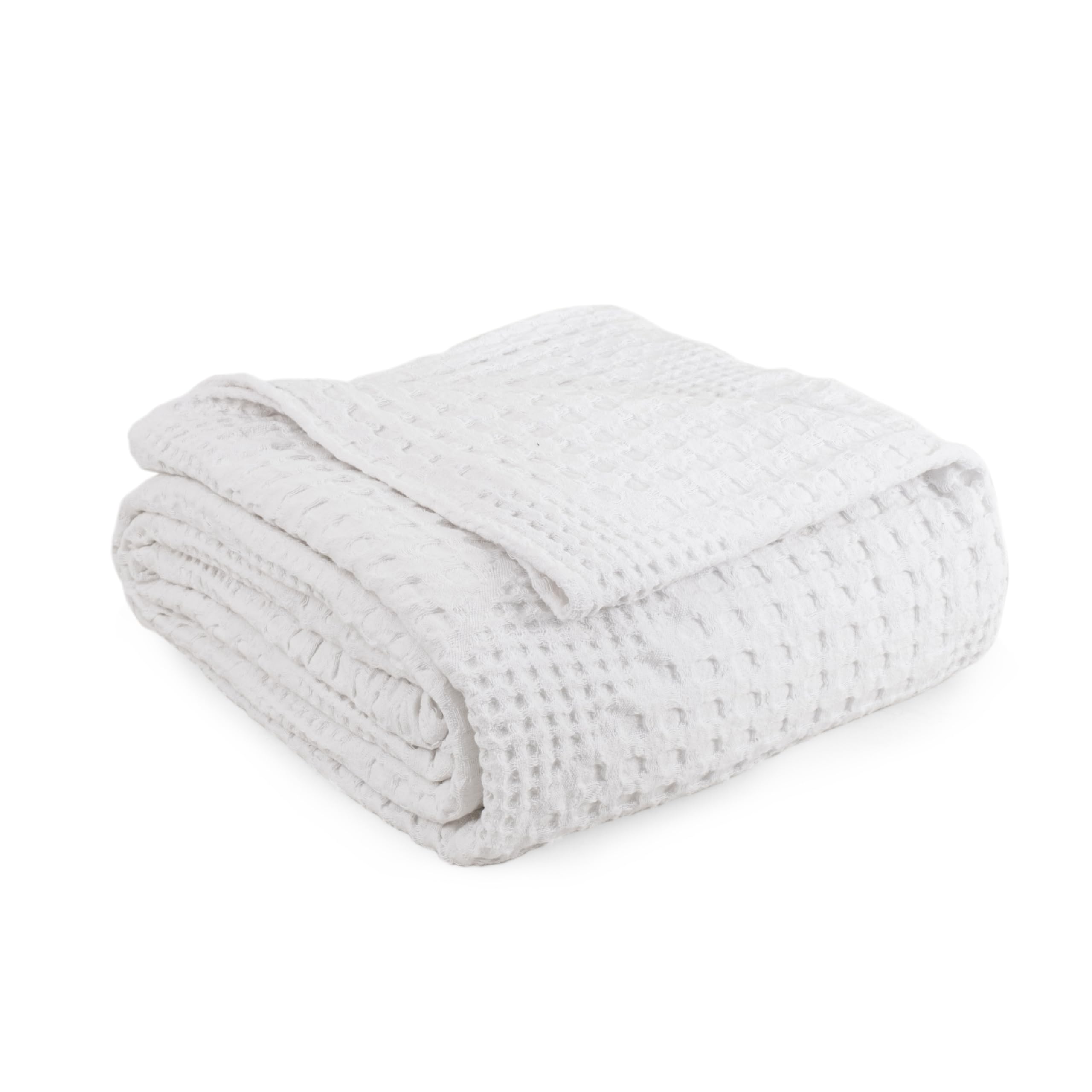 Manta suave | Manta 100% algodón para sofás | Manta de cama doble | Manta de sofá grande de 2 plazas | Colcha de tamaño doble | Colección Joanna | 170 x 250 cm - Blanco