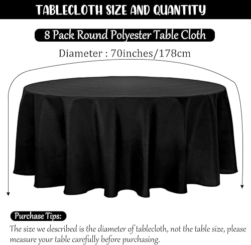 Miniatura 2 de Paquete de 8 manteles redondos de alta calidad de 90 pulgadas, manteles redondos rojos de tela de poliéster lavable a granel, para bodas, fiestas,