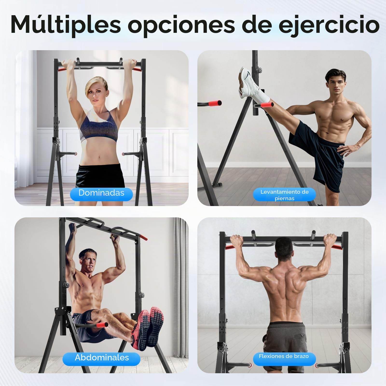 Barra de tracción plegable, estación de flexiones Power Tower plegable, multifunción fitness para tracción, flexiones y abdominales