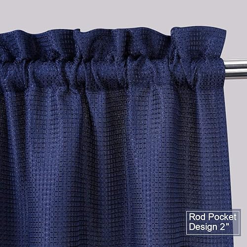 Miniatura 24 de NANAN Tier Curtains for Kitchen 24 Inch, Waffle Weave Textured Tailored Short Curtains for Bathroom Waterproof Window Covering Kitchen Cafe Curtains
