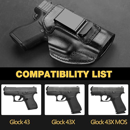 Miniatura 8 de Funda de cuero hecha a mano para Glock 1919X233245, cintura interior oculta, funda IWB para G19 (Gen 345), mano derecha, funda de cuero de grano