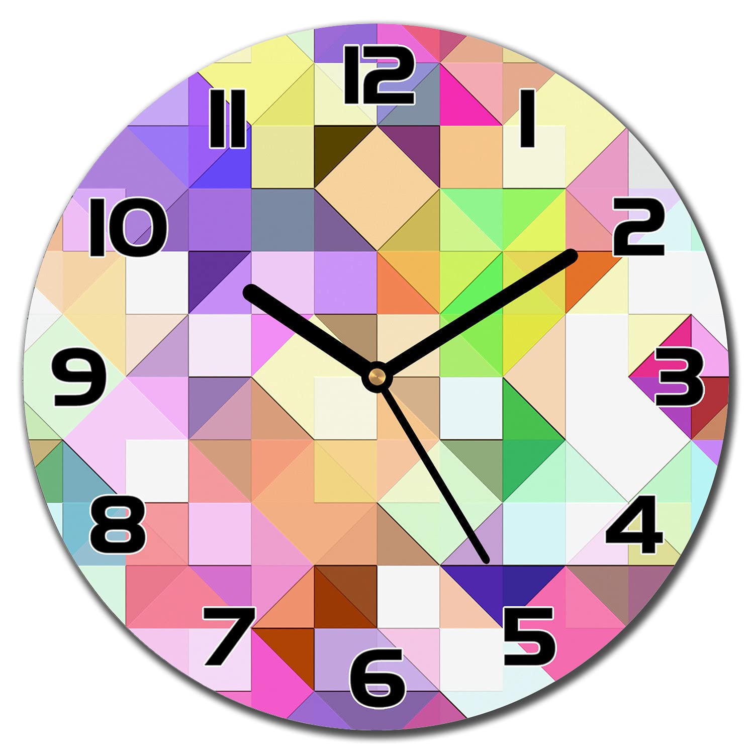 Horloge en Verre ⌀ 30 cm Mosaïque Pastel Lumineux pour Décoration Cuisine et Salon