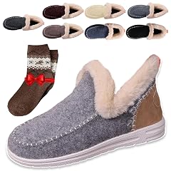 Cozy Orthopedic Fleece Slip-On Boots Womens Winter Plush Lined Flat Snow Shoes Non-slip Indoor Outdoor Casual Loafer