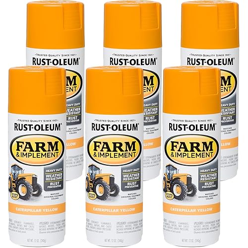 Rust-Oleum 280140-6PK Specialty Farm & Implement Spray Paint, 12 Oz, Gloss Caterpillar Yellow, (Pack of 6)