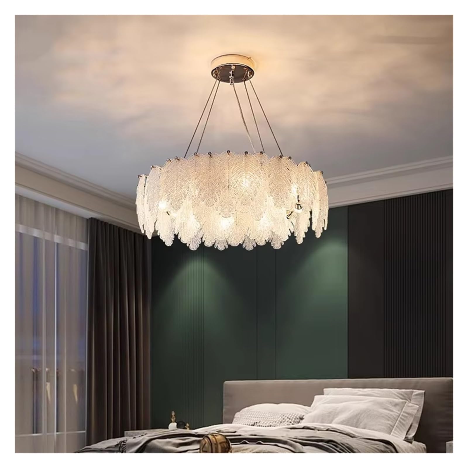 ASerZenith Nordic Home Decor Chandeliers For Dining Room Lustre Pendant Lights Hanging Lamps For Ceiling Light Fixture Indoor Lighting,Rc Remote Dimming-46 Cm