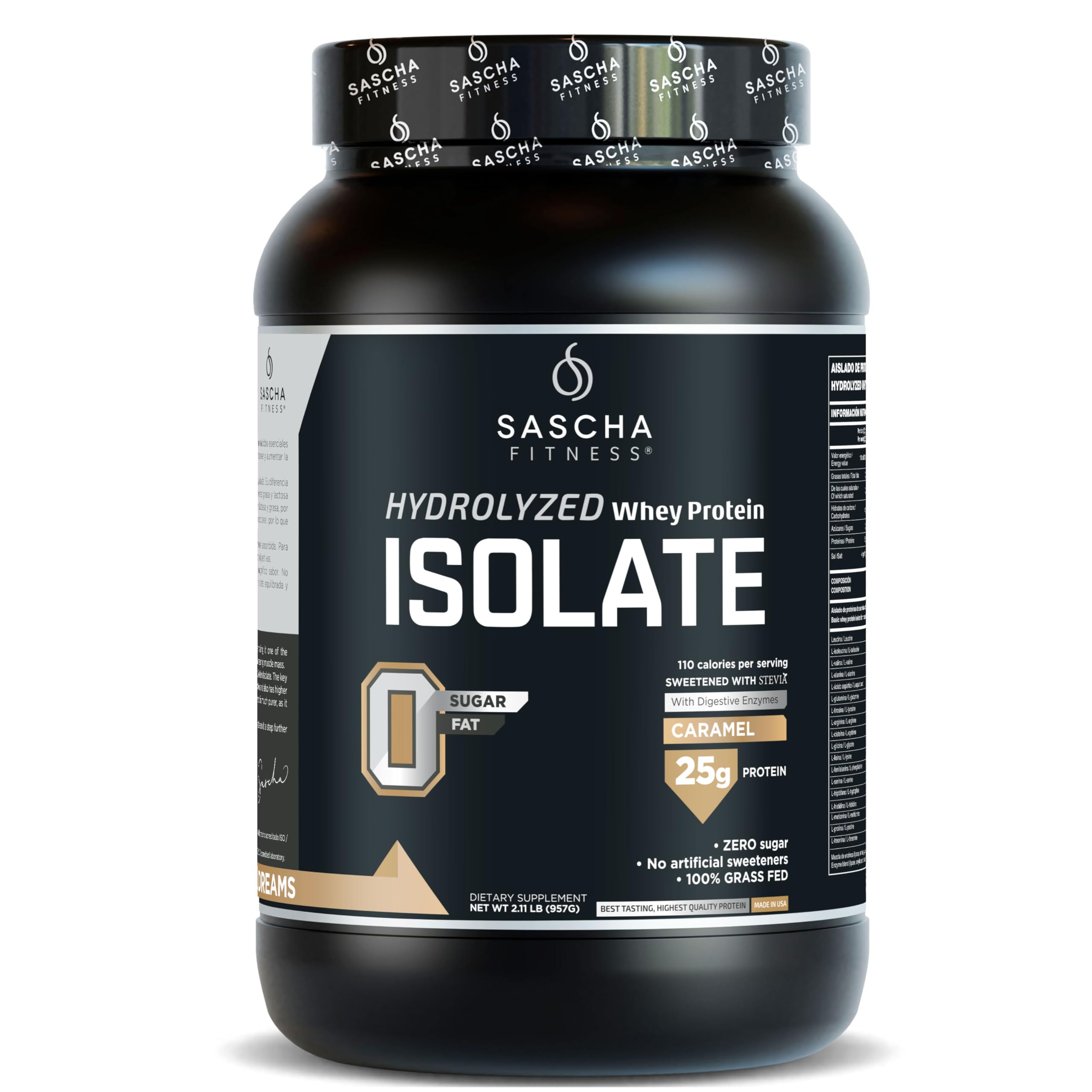 Hydrolyzed Whey Protein Isolate,100% Grass-Fed (0.9kg, All) (Caramel)