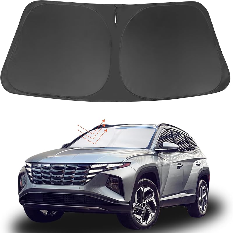 Protetor Solar Dobrável para Para-brisa Fannyc, Prata e Preto, Compatível com Hyundai Tucson 2022–2026