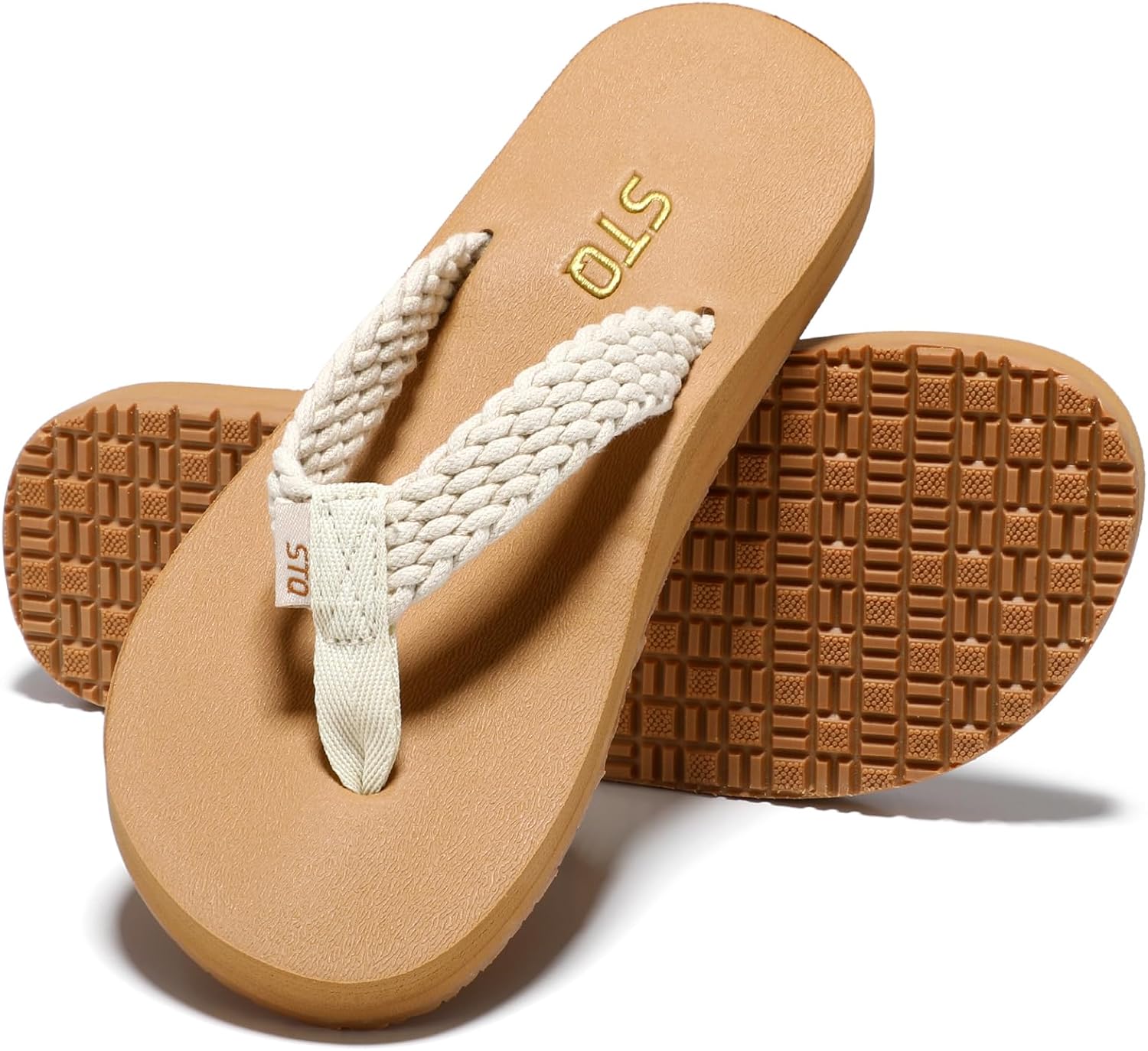 STQ Womens Quick Dry Flip Flops with Yoga Mat Sole丨Arch Support Thong Sandals