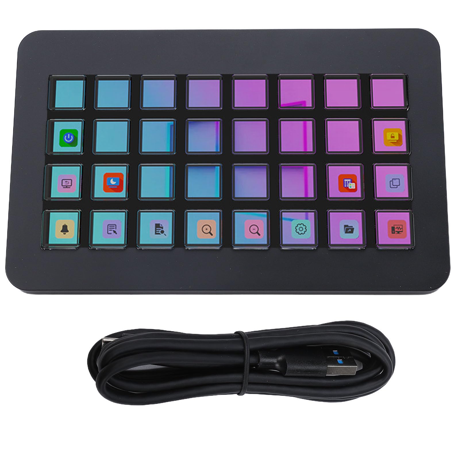 Fabater Teclado Macro Programable LCD de 32 Teclas, Controlador de Estudio Stream Control Deck con Imágenes de Pantalla Personalizables, para Transmisión en Desde PC, OBS, Twitch (Black)