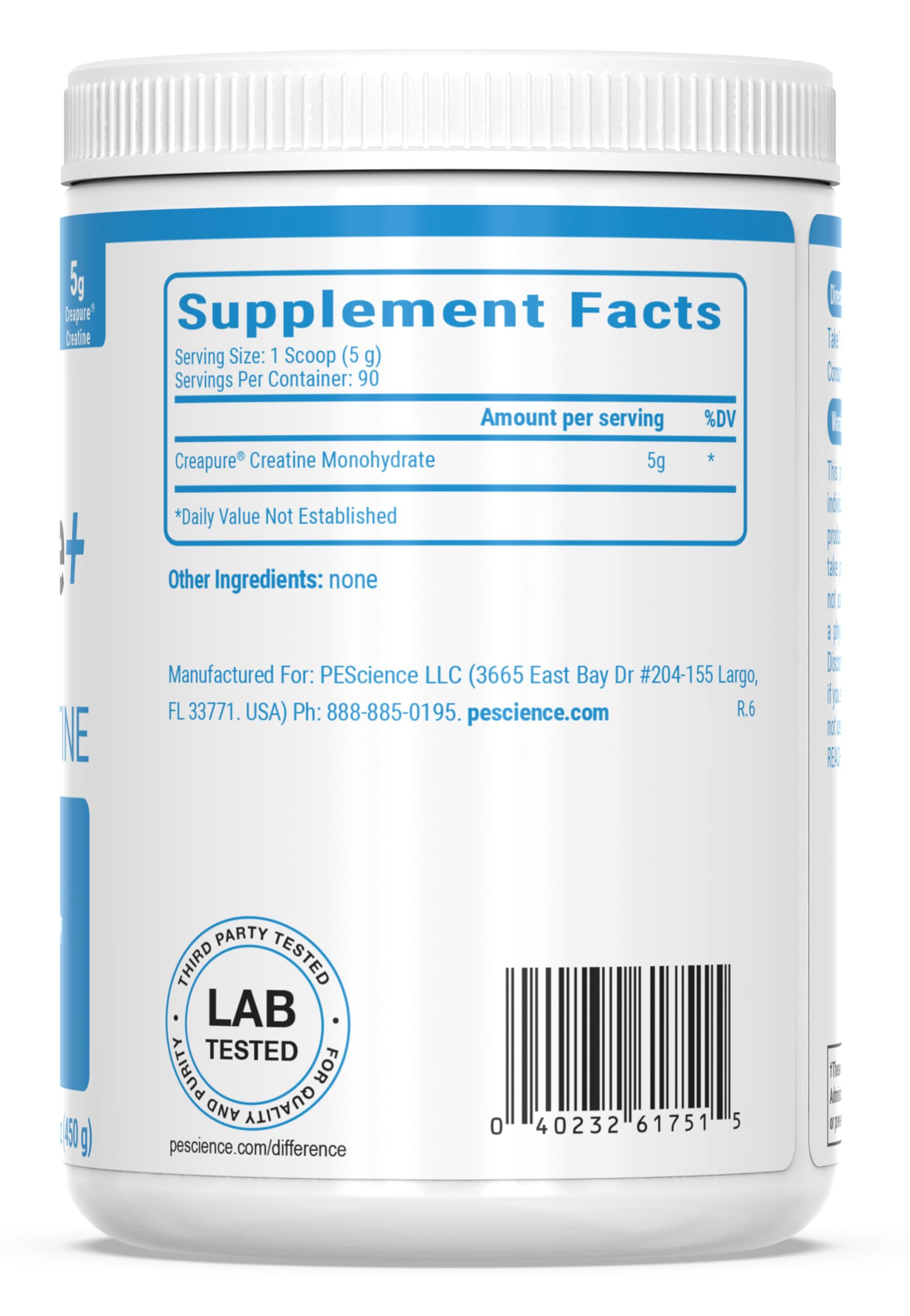 PEScience TruCreatine+ Creatine Monohydrate Powder, 90 Servings, Unflavored — Amazon image 6
