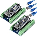 ALAMSCN 2PCS Mini for Nano V3.0 ATmega328P for Arduino Micro Controller Board Module with USB Cable + for Nano V3.0 Expansion I/O Shield Board Breakout Screw Terminal Adapter