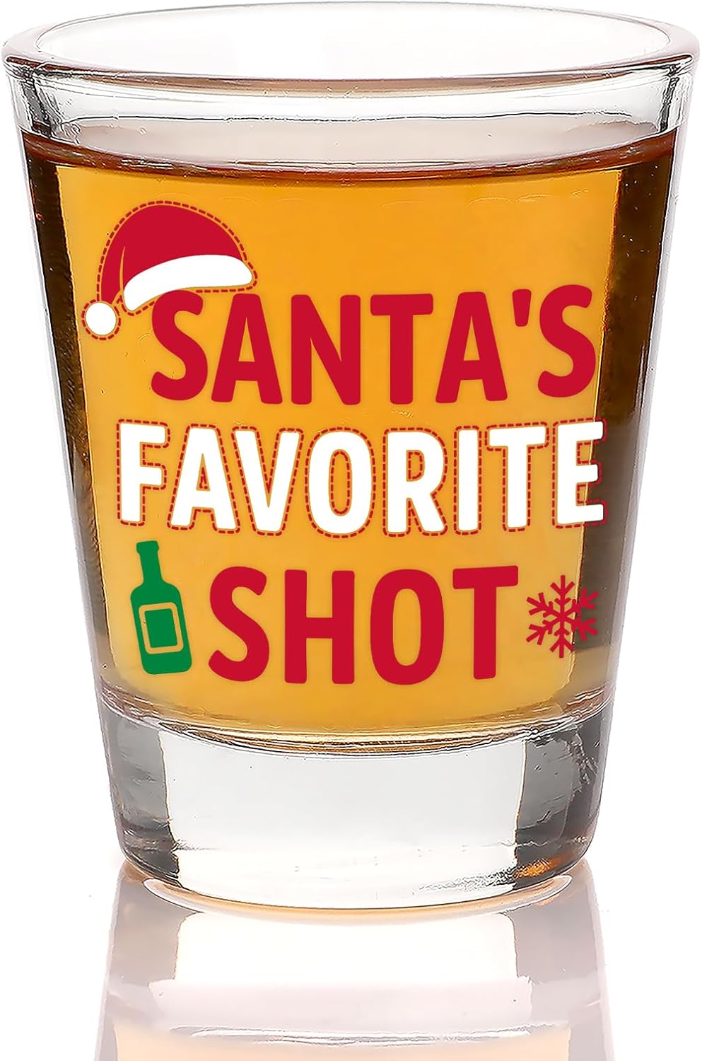 Christmas Shot Glass – “Santa’s Favorite Shot” Novelty Holiday Shot Glass – Funny Santa ShotGlass – Mini Liquor Glass 1.75oz – Perfect Stocking Stuffer or Secret Santa Present