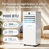 Condizionatore Portatile Climatizzatore Silenzioso - 9000BTU Climatizzatore senza Unità Esterna, Raffrescatore a Basso Consumo con Kit Finestra, Display LED, 4 Modalità, Copertura 33 m² Bianco Avorio - 2