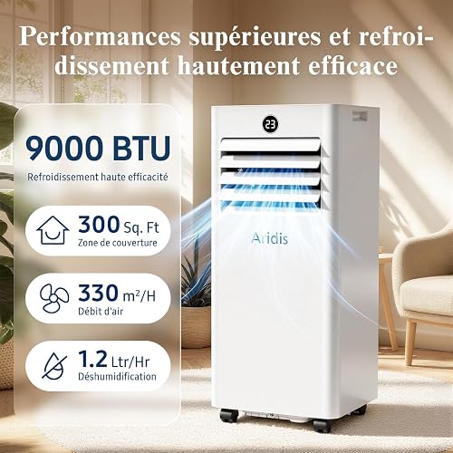 Condizionatore Portatile Climatizzatore Silenzioso - 9000BTU Climatizzatore senza Unità Esterna, Raffrescatore a Basso Consumo con Kit Finestra, Display LED, 4 Modalità, Copertura 33 m² Bianco Avorio - 2