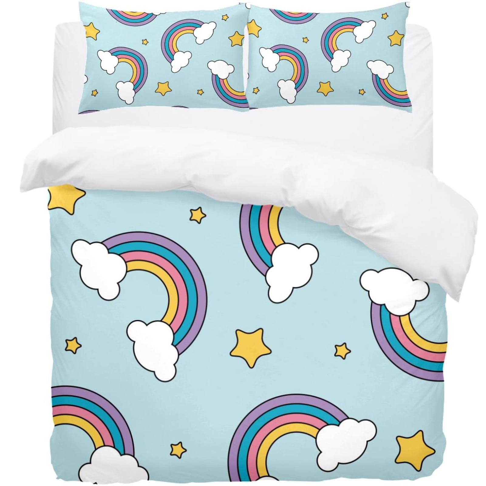 Housse de couette douce arc-en-ciel blanc pour envelopper les nuits de tendresse
