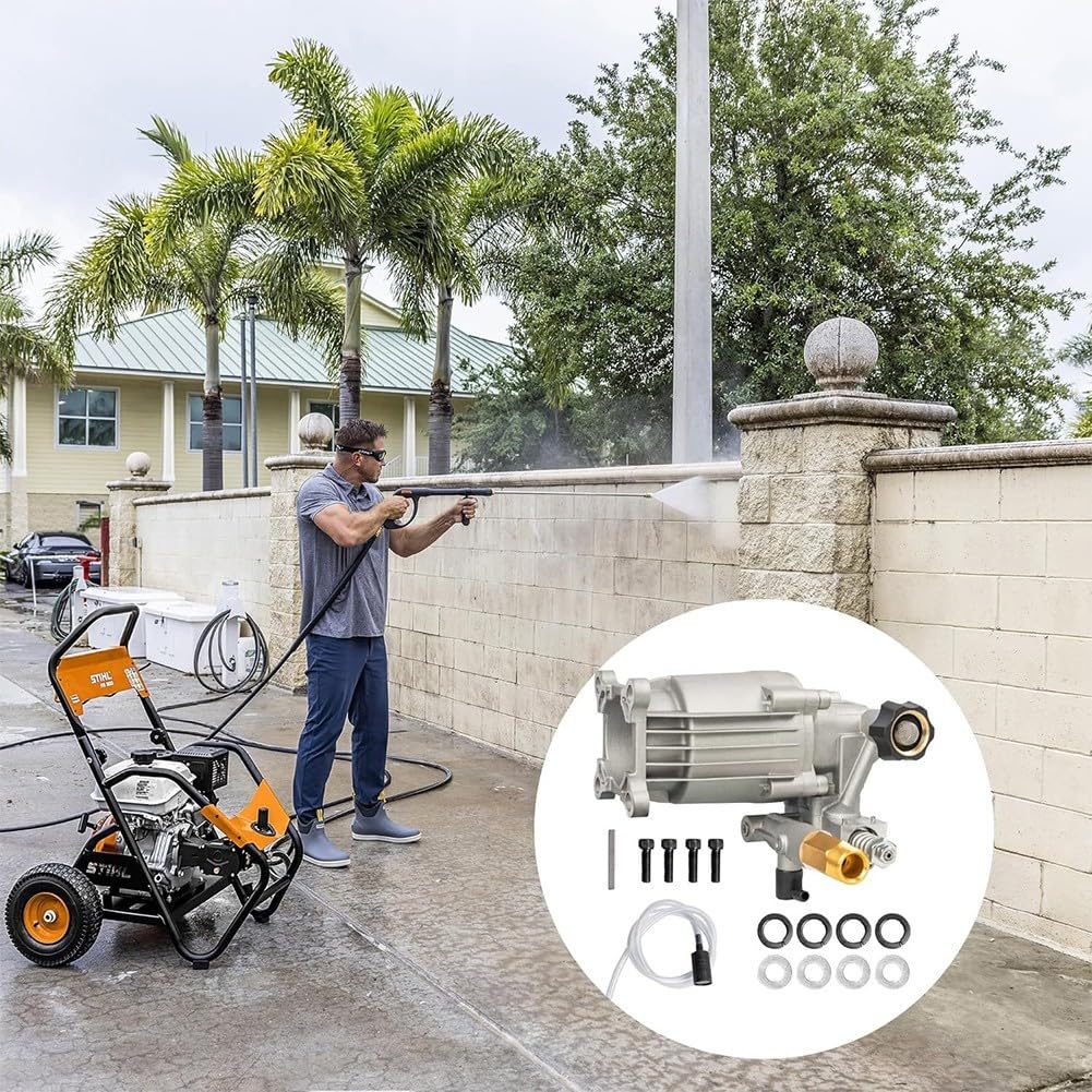 Pompa idropulitrice ad alta pressione, albero 3/4", 3400 PSI 2,5 GPM, compatibile con rondelle a gas con motori da 180-225 cc, struttura in metallo con valvola di protezione termica