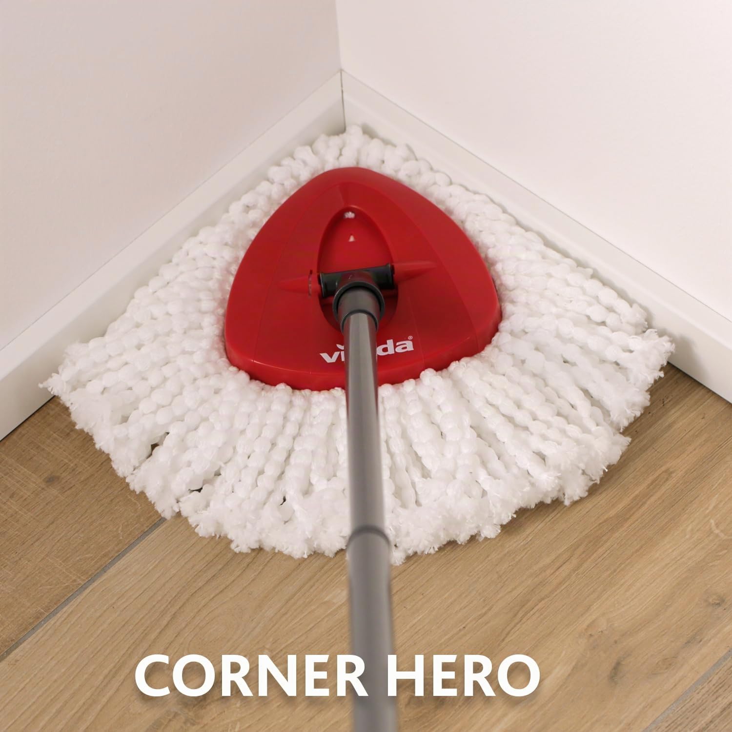 Vileda Easy Wring & Clean Spinning Mop & Secchio Set con pedale | Vileda |3 pezzi manico 130 cm |Mocio per pavimenti con strizzatore rotante | Turbo Refill 100% microfibra mop testa |