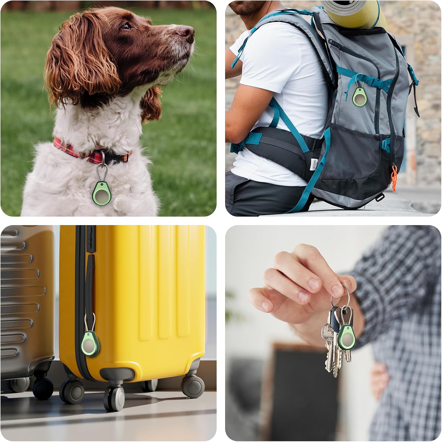 Waterproof AirTag Holder - (4 Pack) Air tag 2nd & 1st Lock Keychain with Wire Cable Compatible with Apple AirTags, Ultra Durable Anti-Lost Protective Case for Luggage, Key, Backpack,Avocado