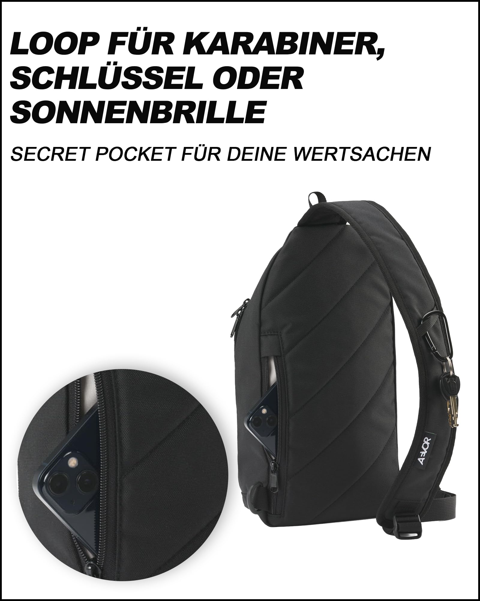 AEVOR Sling Rucksack, Schulterrucksack, Umhängetasche, Festival, Reise, Alltag, Gassi, Damen, Herren, wasserabweisend, recycelt