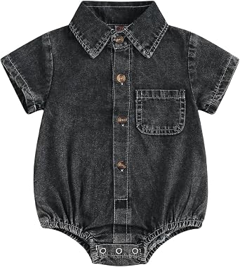 Baby Girl Denim Outfit Button Romper Jean Jumpsuit Shorts Overalls Toddler Cowgirl Outfits Western Infant Clothes