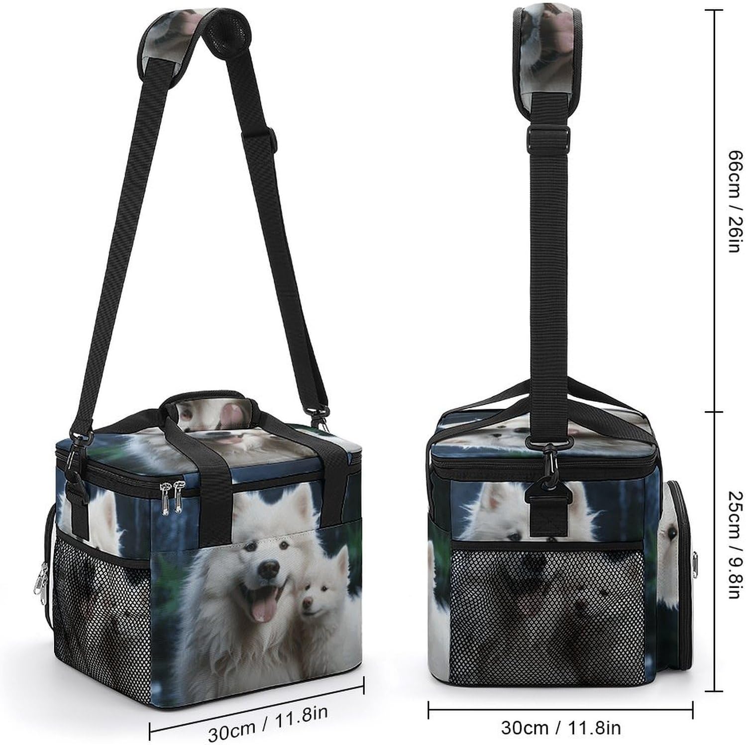 Camping Ice Pack, White Dog Print Cooler Bag, 22.5L Large Capacity Insulated Lunch Tote Bag for Outdoor, Picnic, BBQ, Travel, Work