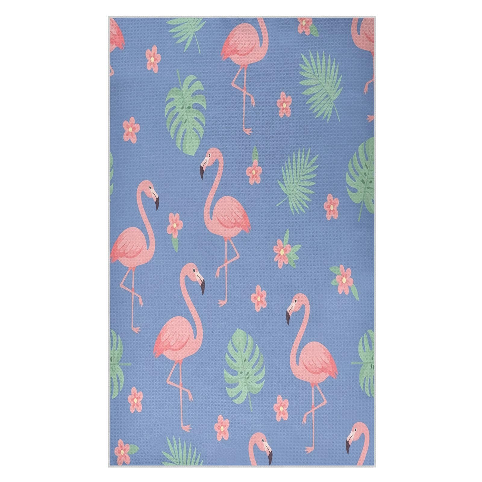 Lyeorm Cute Flamingos Waffle Weave Kitchen Towels 18x30 Inch Soft Absorbent Microfiber Dish Cloths