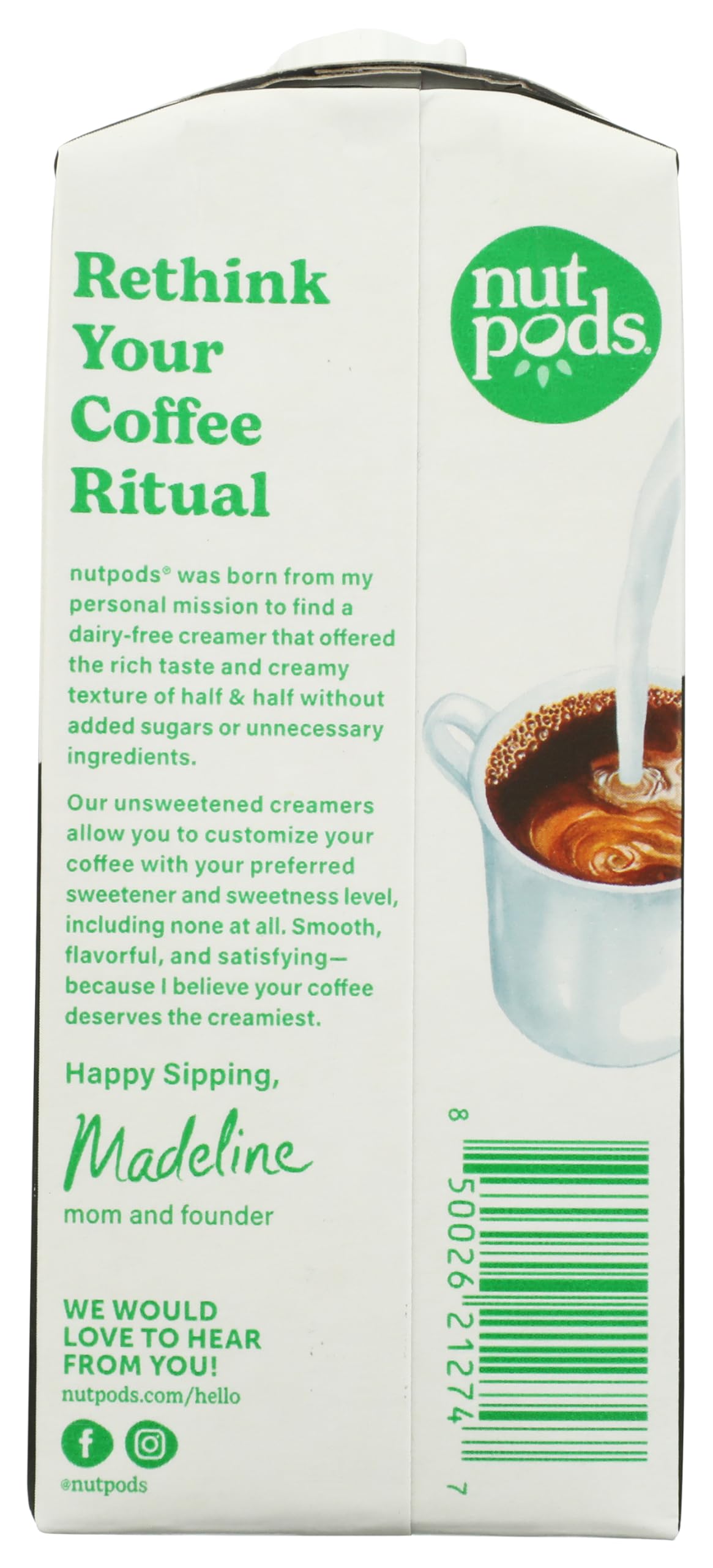nutpods® Unsweetened Pistachio Coffee Creamer, dairy-free, 11.2oz