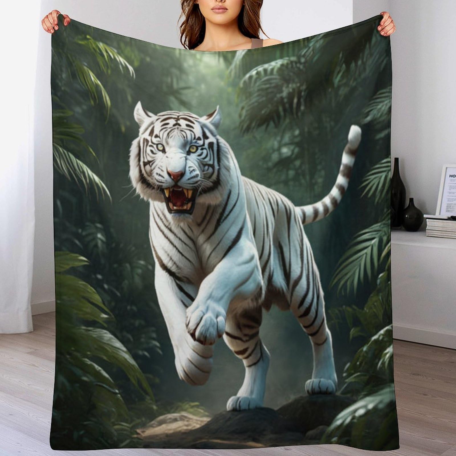 Couverture tigre flannel plaid de canapé chaud et housse de lit