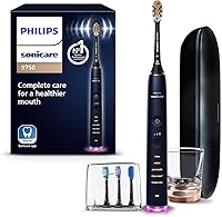 Philips Sonicare DiamondClean Smart 9750 Electric Toothbrush: App-Connected Sonic Tech, 20x Plaque Removal, Pressure Sensor, 5 Modes, Lunar Blue HX9954/74