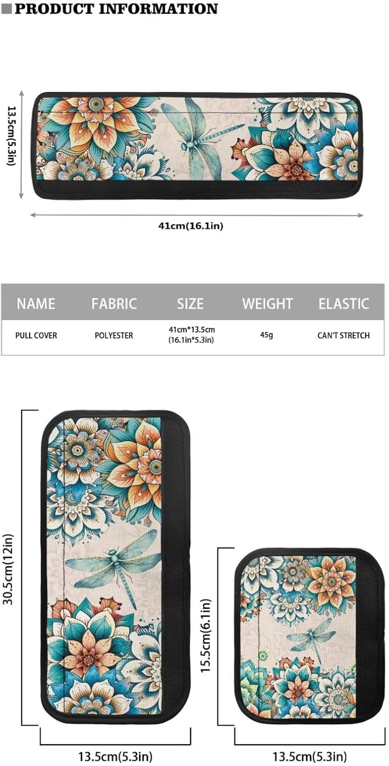 Refrigerator Handle Covers Set of 6 Boho Dragonfly Mandala Kitchen Appliance Gloves Fridge Handle Cover Keep Clean&Washable