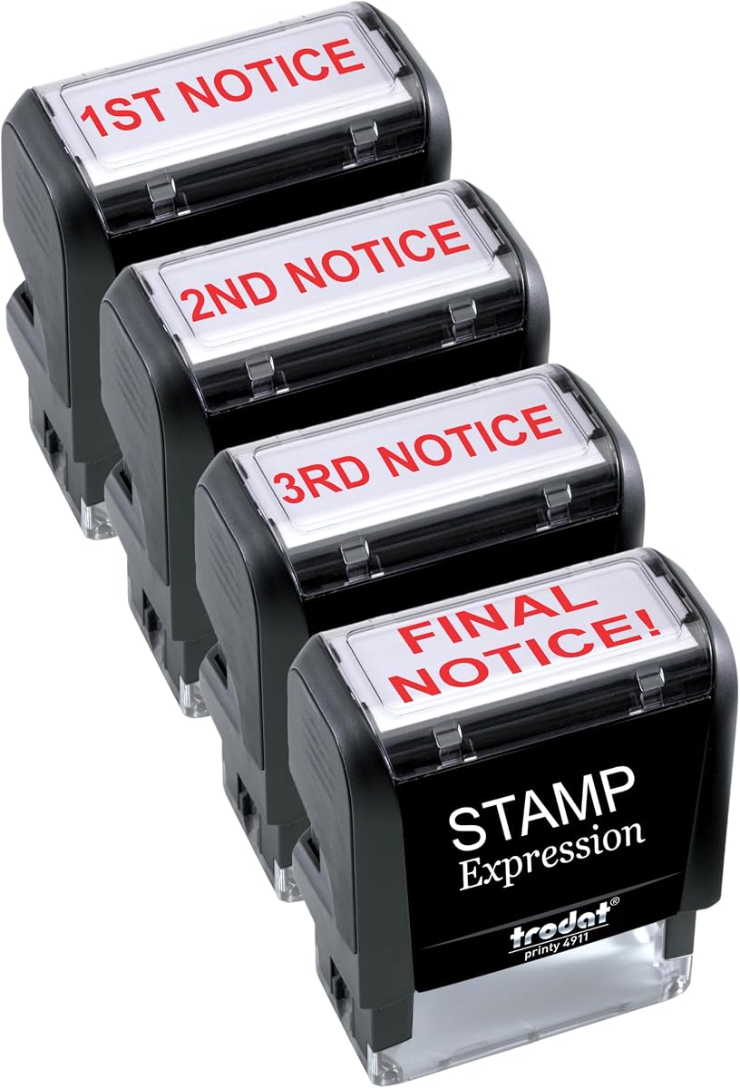 StampExpression - 1st, 2nd, 3rd, Final Notice (Set of 4) Office Self Inking Rubber Stamp - Red Ink (A-5969)