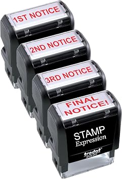 StampExpression - 1st, 2nd, 3rd, Final Notice Set of 4 Office Self Inking Rubber Stamp - Red Ink A-5969