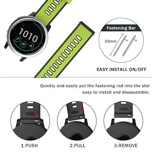 Miniatura 6 de ISABAKE Correas compatibles con Garmin Vivoactive 4Samsung Galaxy Watch de 1.81 pulgadas, 0.86 pulgadas, correa de silicona para Ticwatch Pro