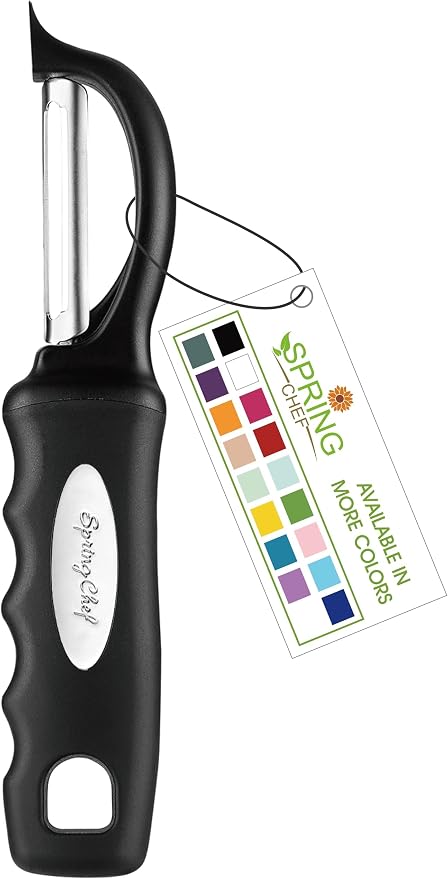 Spring Chef Premium Swivel Vegetable Peeler, Soft Grip Handle and Ultra Sharp Stainless Steel Blades - Perfect Kitchen Peeler For Veggie, Fruit, Potato, Carrot, Apple - Black